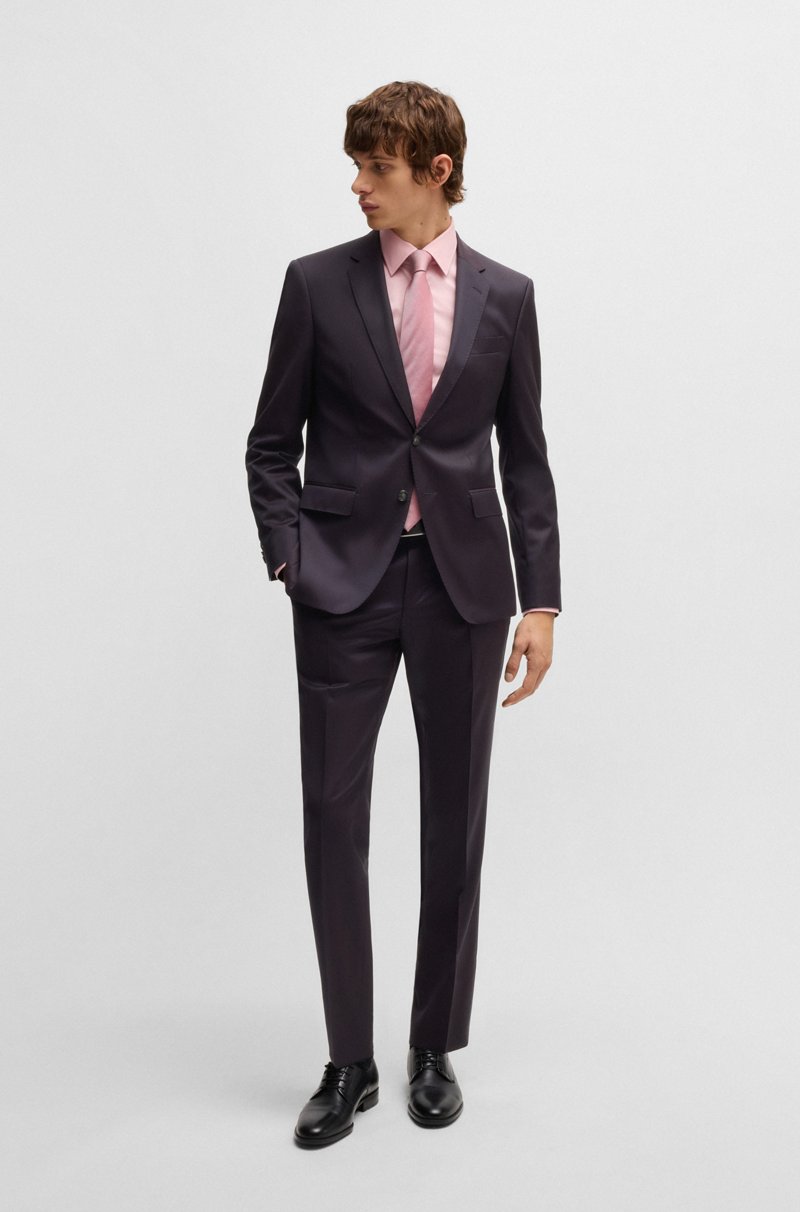 Hugo Boss Traje slim fit en sarga técnica de lana