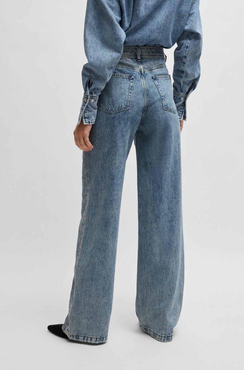 Hugo Boss Vaqueros De Pernera Ancha En Denim Azul