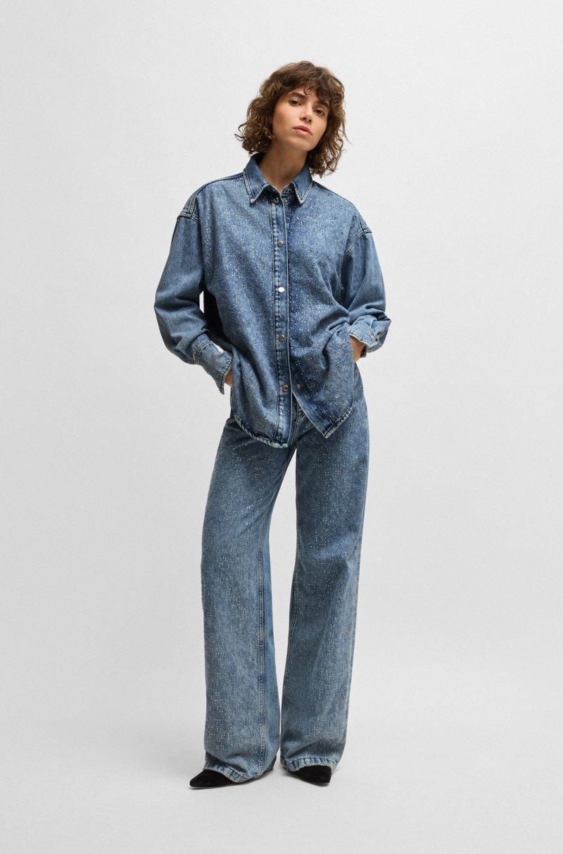 Hugo Boss Vaqueros De Pernera Ancha En Denim Azul