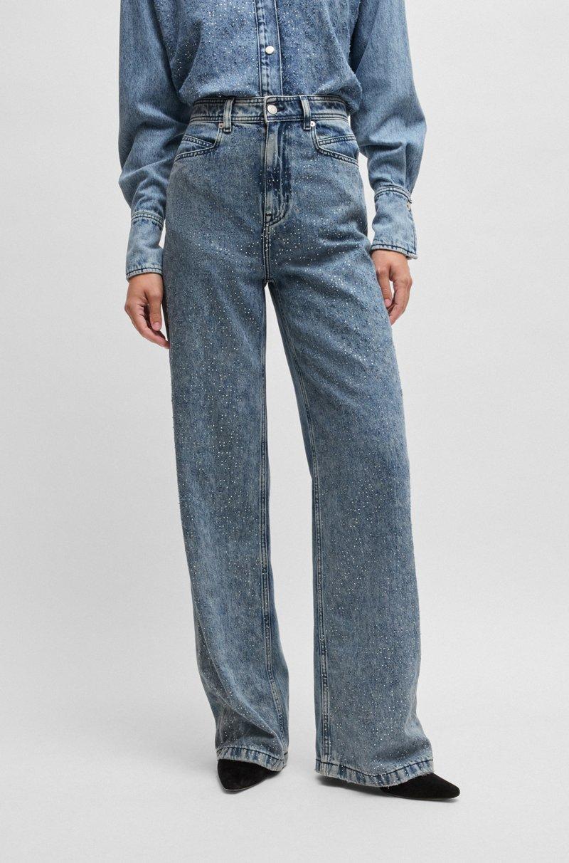 Hugo Boss Vaqueros de pernera ancha en denim azul