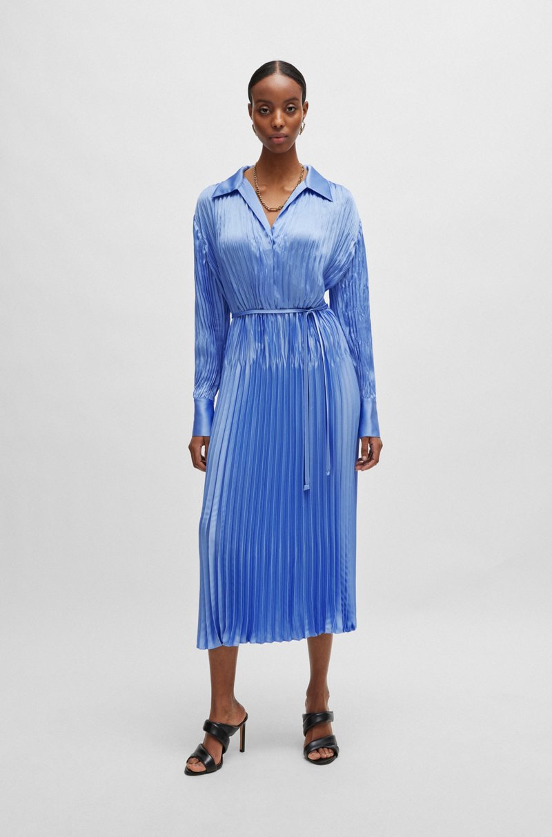 Hugo Boss Vestido Plisado Con Detalle De Cinturón