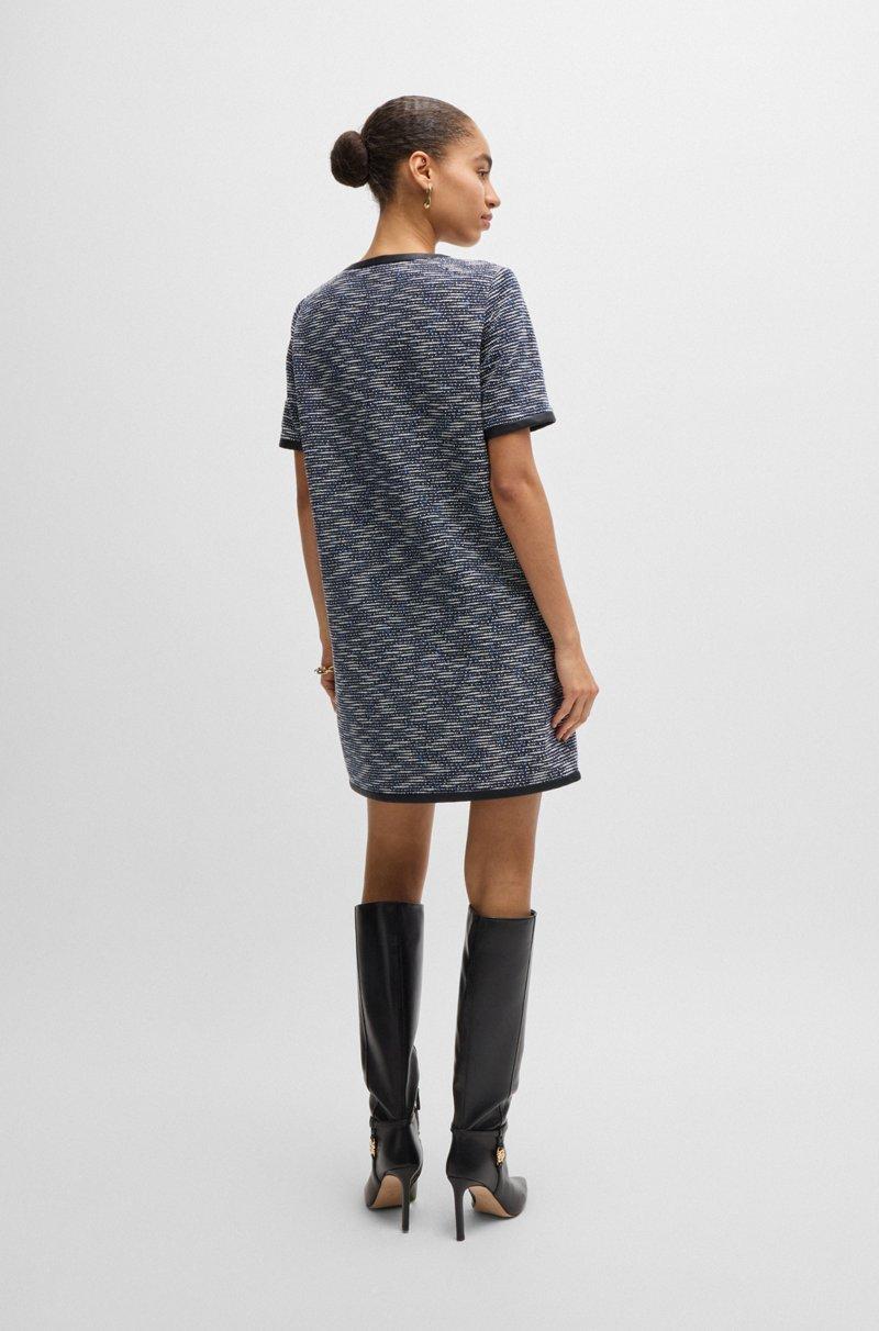 Hugo Boss Vestido Relaxed Fit En Tweed De Algodón