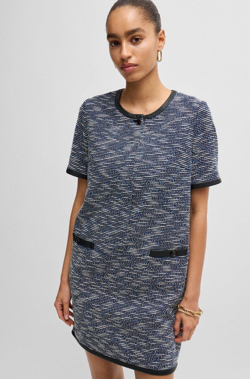 Hugo Boss Vestido Relaxed Fit En Tweed De Algodón