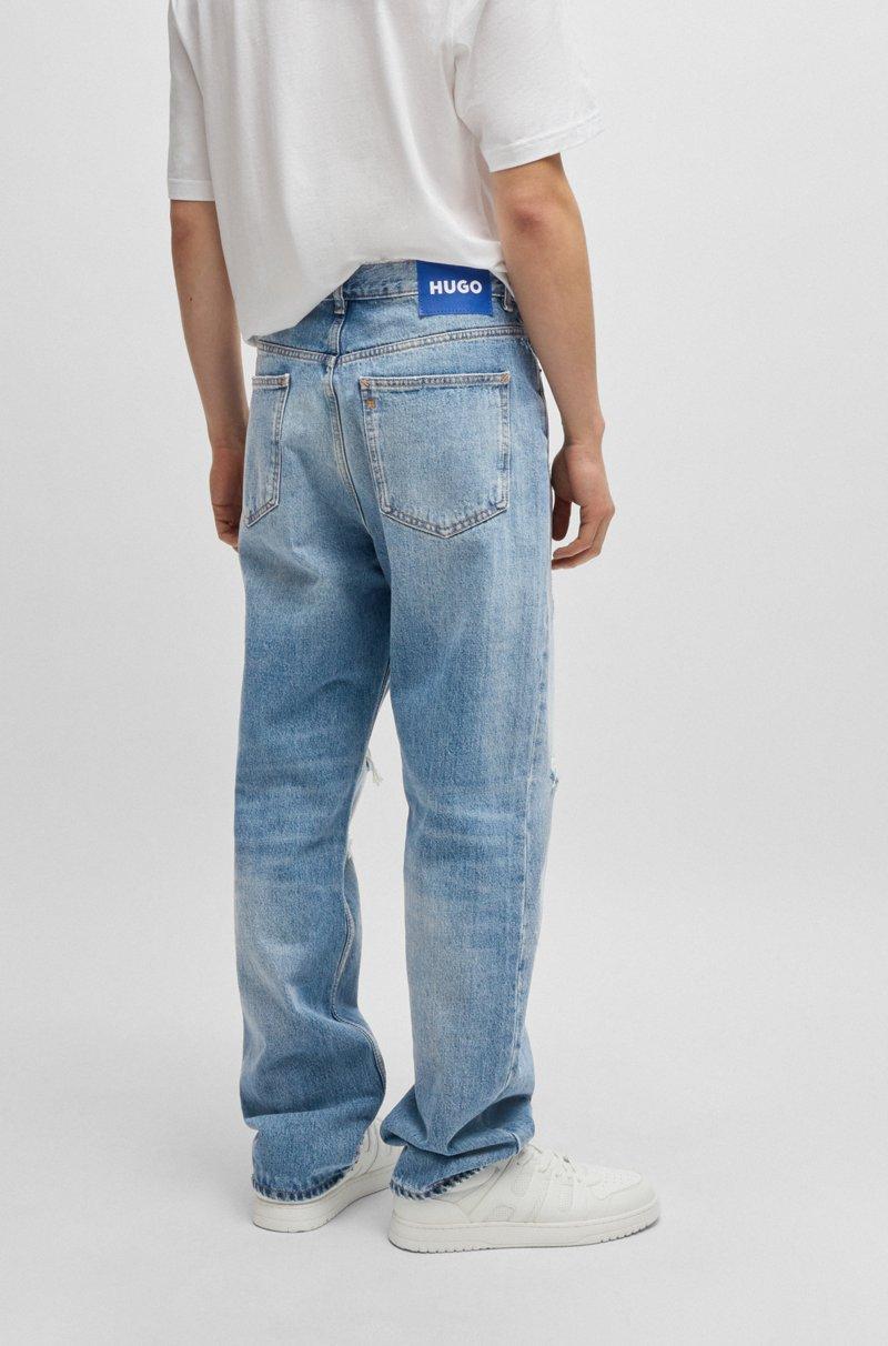 Hugo Boss Jeans Baggy Fit De Denim Azul Lavado A La Piedra