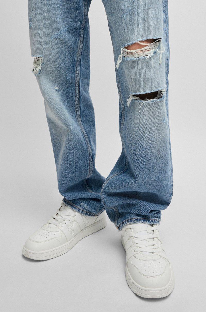 Hugo Boss Jeans Baggy Fit De Denim Azul Lavado A La Piedra