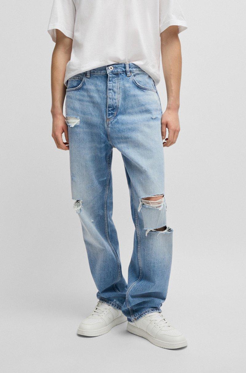 Hugo Boss Jeans baggy fit de denim azul lavado a la piedra