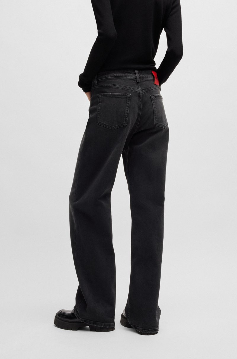 Hugo Boss Jeans De Corte Recto Y Talle Alto En Denim Elástico Negro