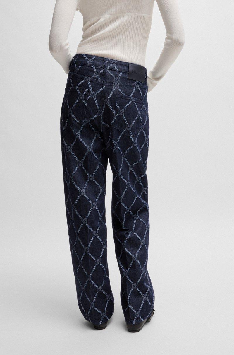 Hugo Boss Jeans De Pernera Ancha Con Motivo De Logo Apilado