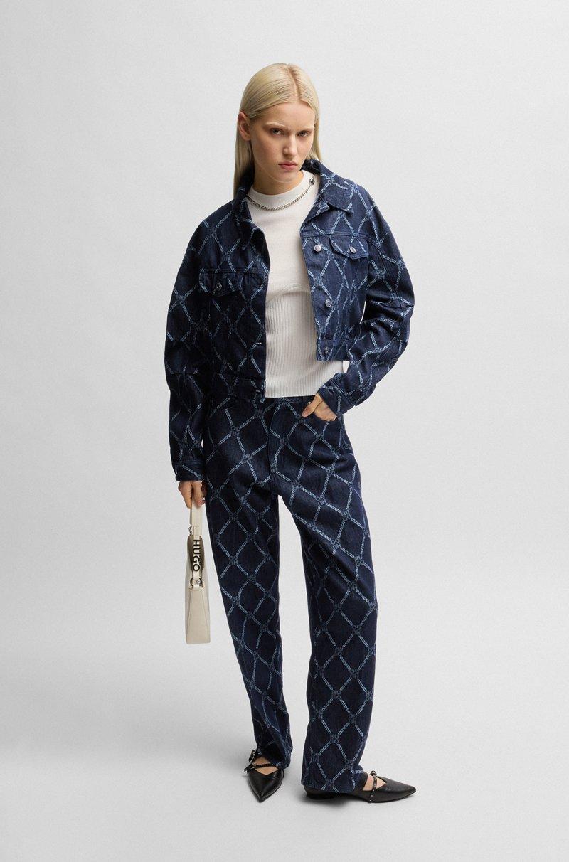 Hugo Boss Jeans De Pernera Ancha Con Motivo De Logo Apilado