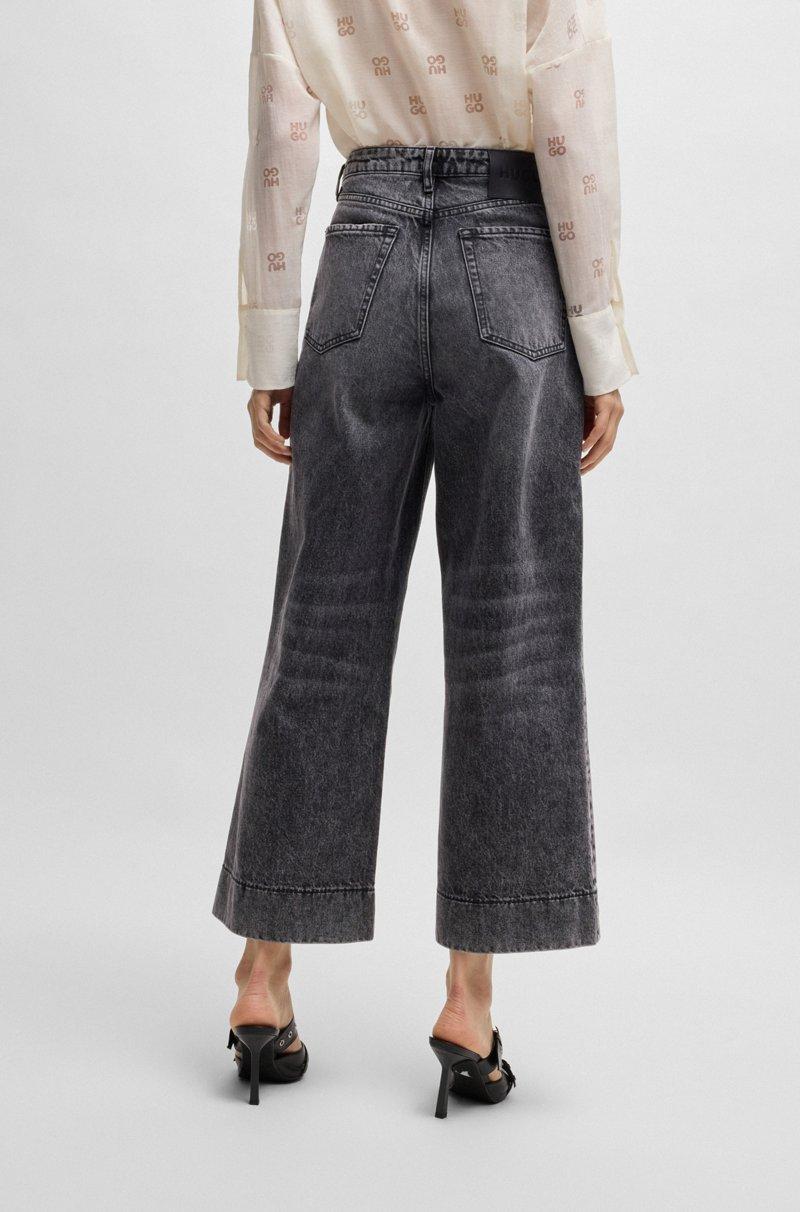 Hugo Boss Jeans De Pernera Ancha En Denim Rígido Negro