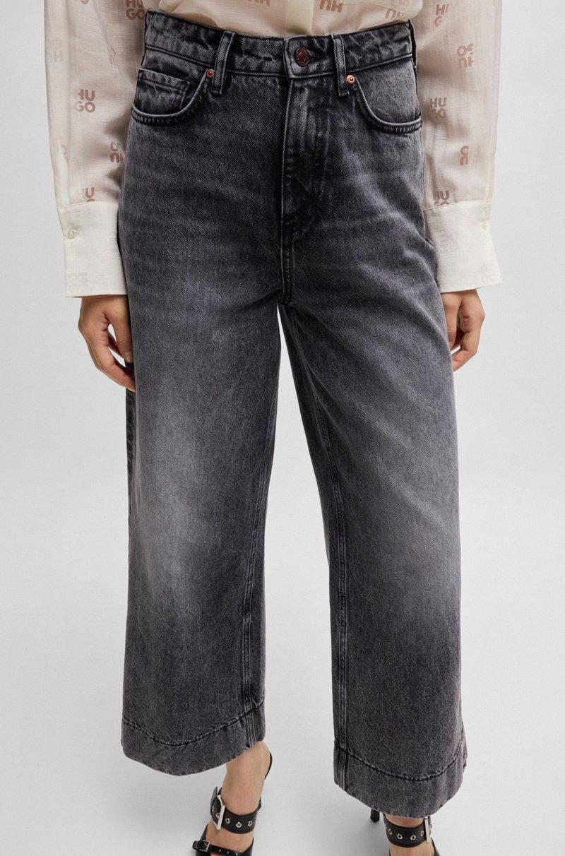 Hugo Boss Jeans De Pernera Ancha En Denim Rígido Negro