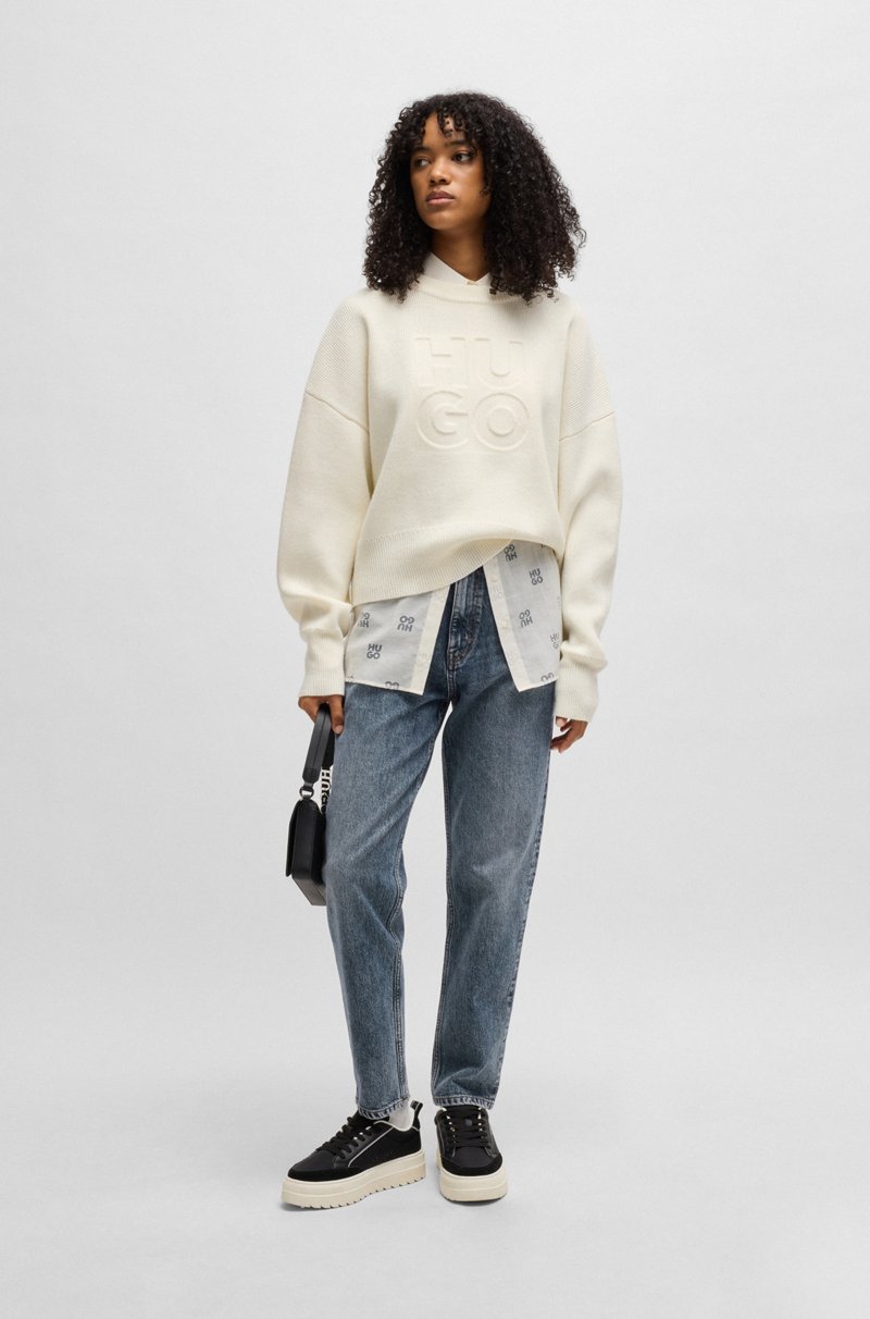 Hugo Boss Jeans Estilo Mom Tapered Fit De Denim Elástico Azul Oscuro