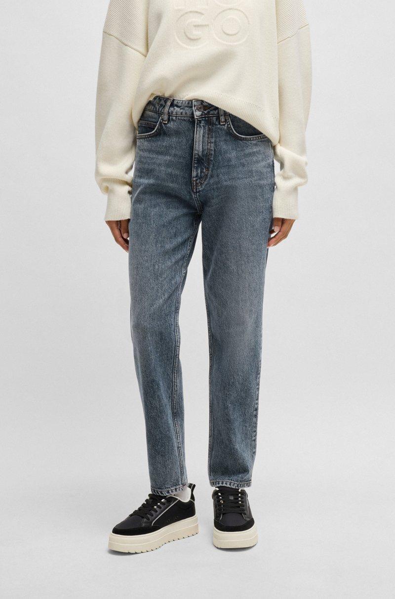 Hugo Boss Jeans estilo mom tapered fit de denim elástico azul oscuro