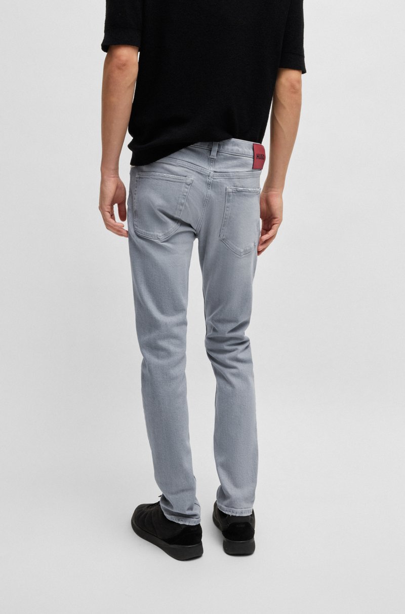 Hugo Boss Jeans Extra Slim Fit De Denim Elástico Gris Plateado