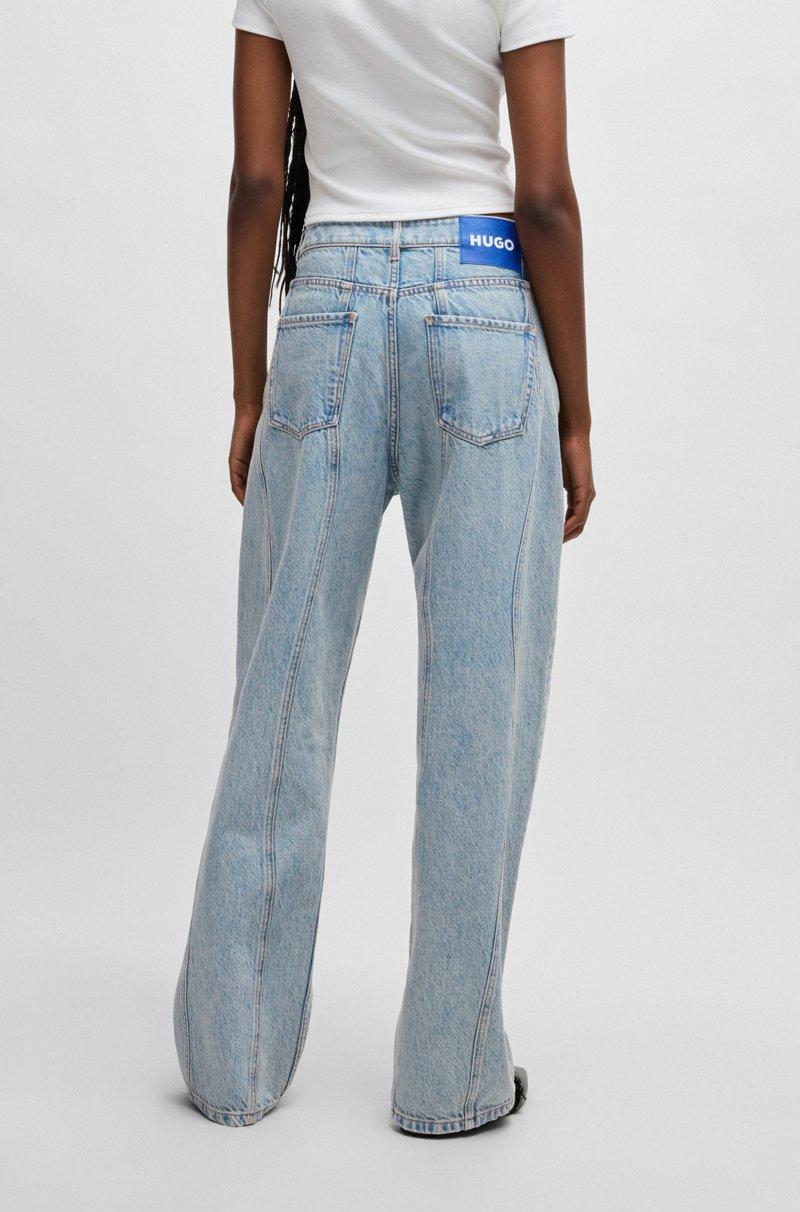 Hugo Boss Jeans Loose Fit En Denim Azul Con Costuras Onduladas