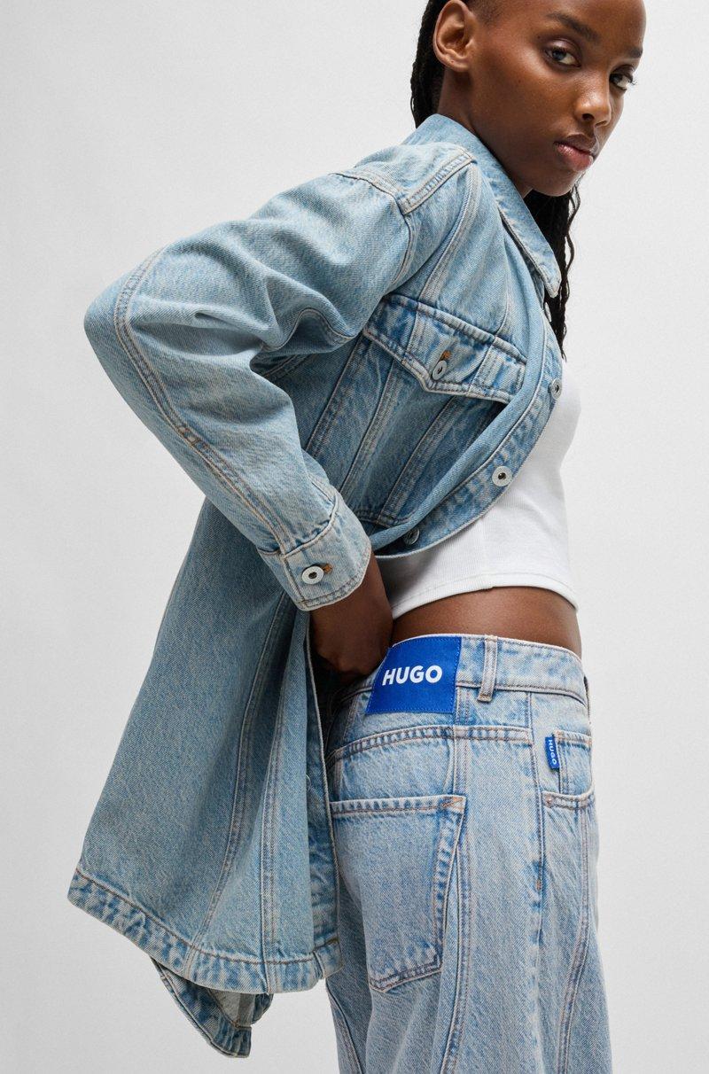 Hugo Boss Jeans Loose Fit En Denim Azul Con Costuras Onduladas