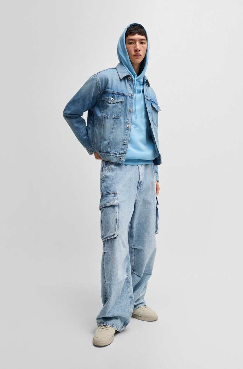 Hugo Boss Jeans Loose Fit En Denim Azul Lavado A La Piedra