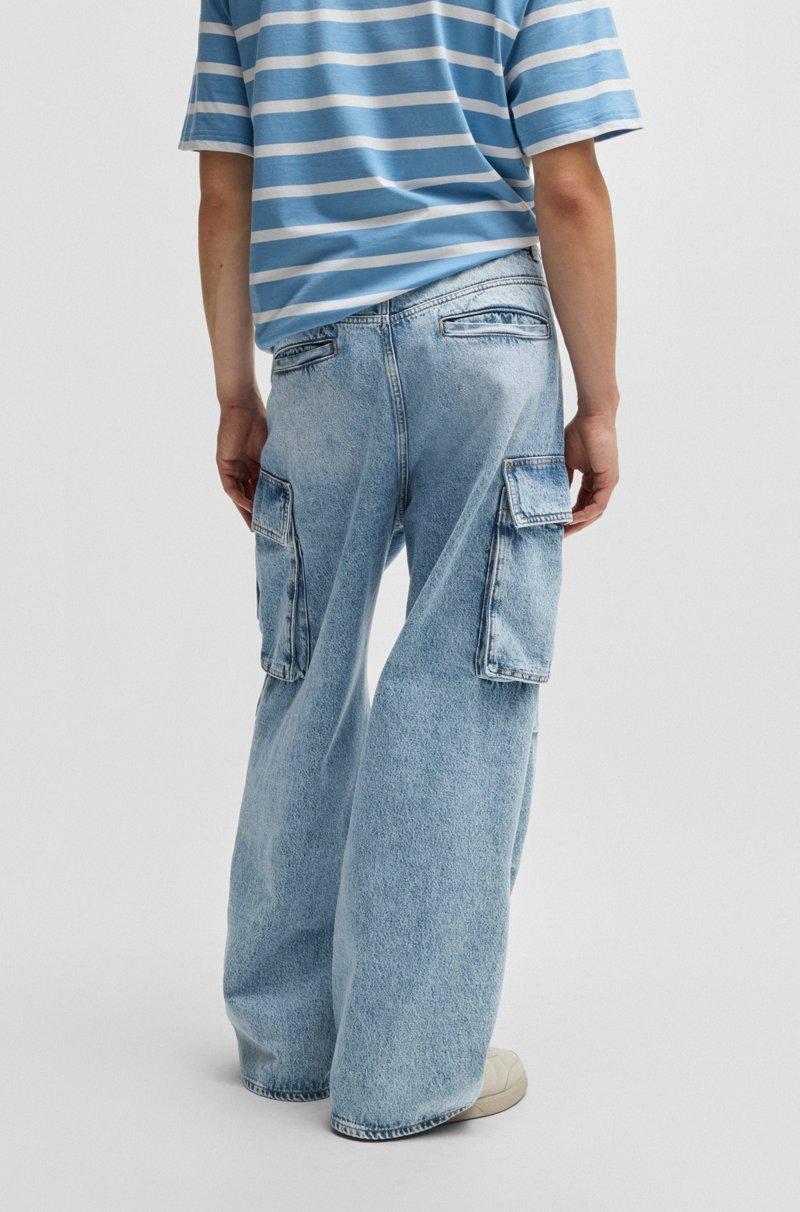 Hugo Boss Jeans Loose Fit En Denim Azul Lavado A La Piedra