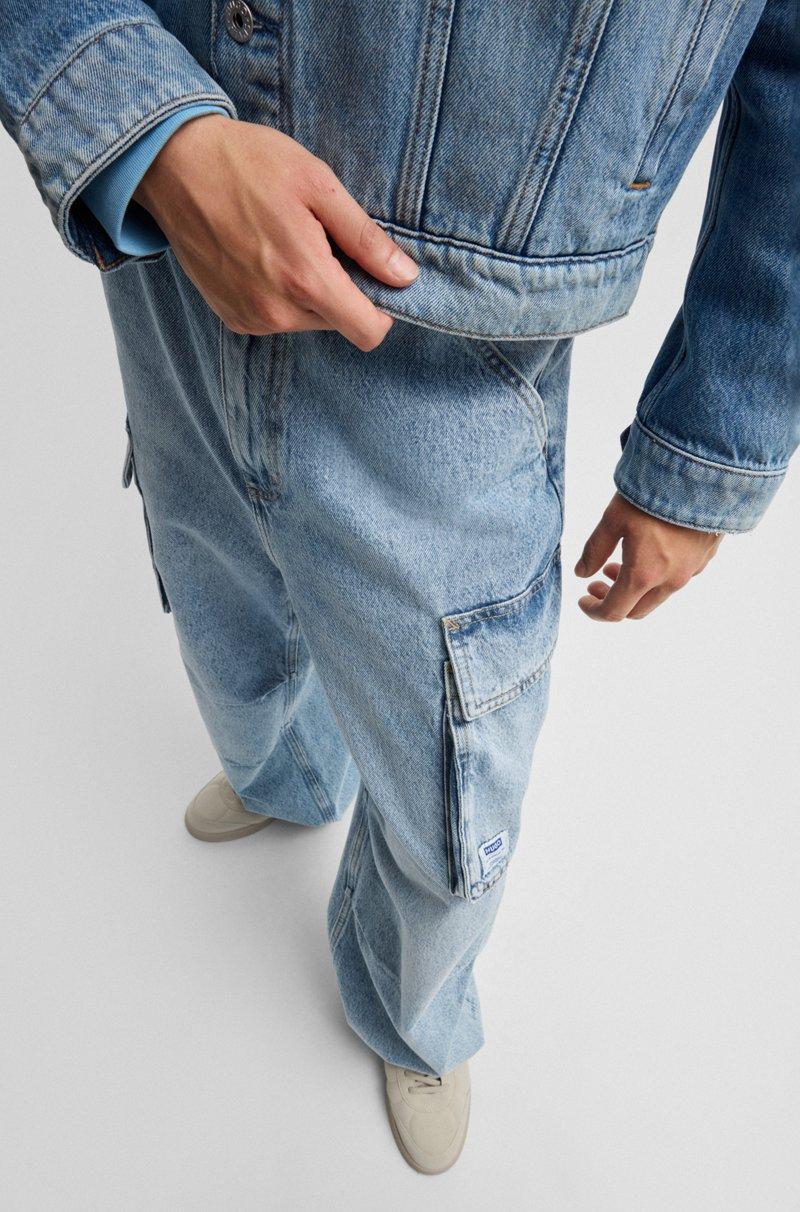 Hugo Boss Jeans Loose Fit En Denim Azul Lavado A La Piedra