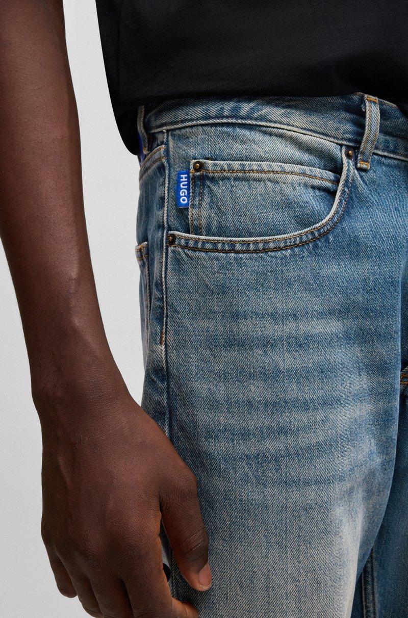 Hugo Boss Jeans Regular Fit De Denim Azul Medio Lavado A La Piedra