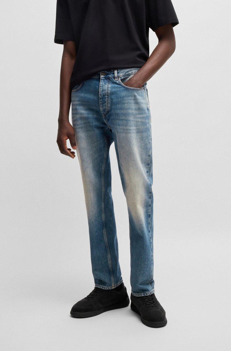 Hugo Boss Jeans regular fit de denim azul medio lavado a la piedra
