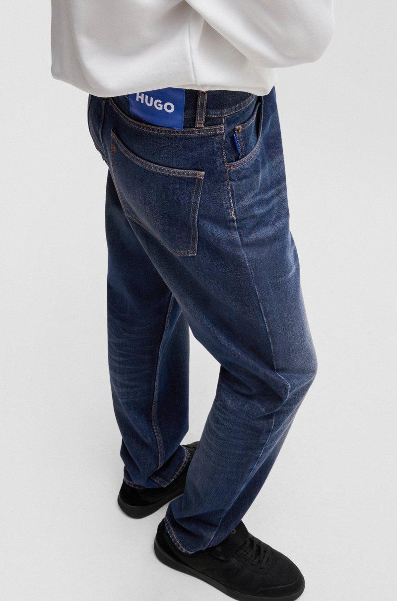 Hugo Boss Jeans Regular Fit De Denim Azul Oscuro Lavado A La Piedra