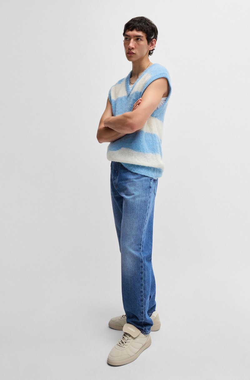 Hugo Boss Jeans Regular Fit De Denim Azul Oscuro Lavado A La Piedra