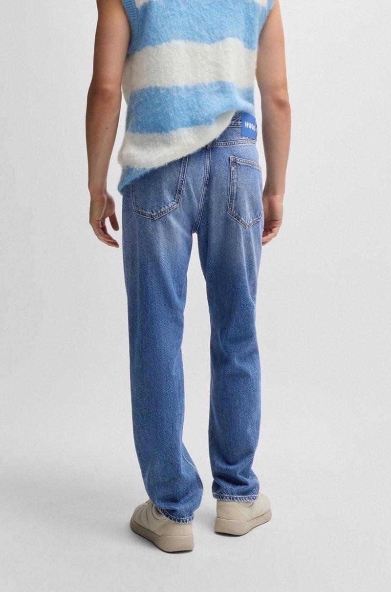 Hugo Boss Jeans Regular Fit De Denim Azul Oscuro Lavado A La Piedra