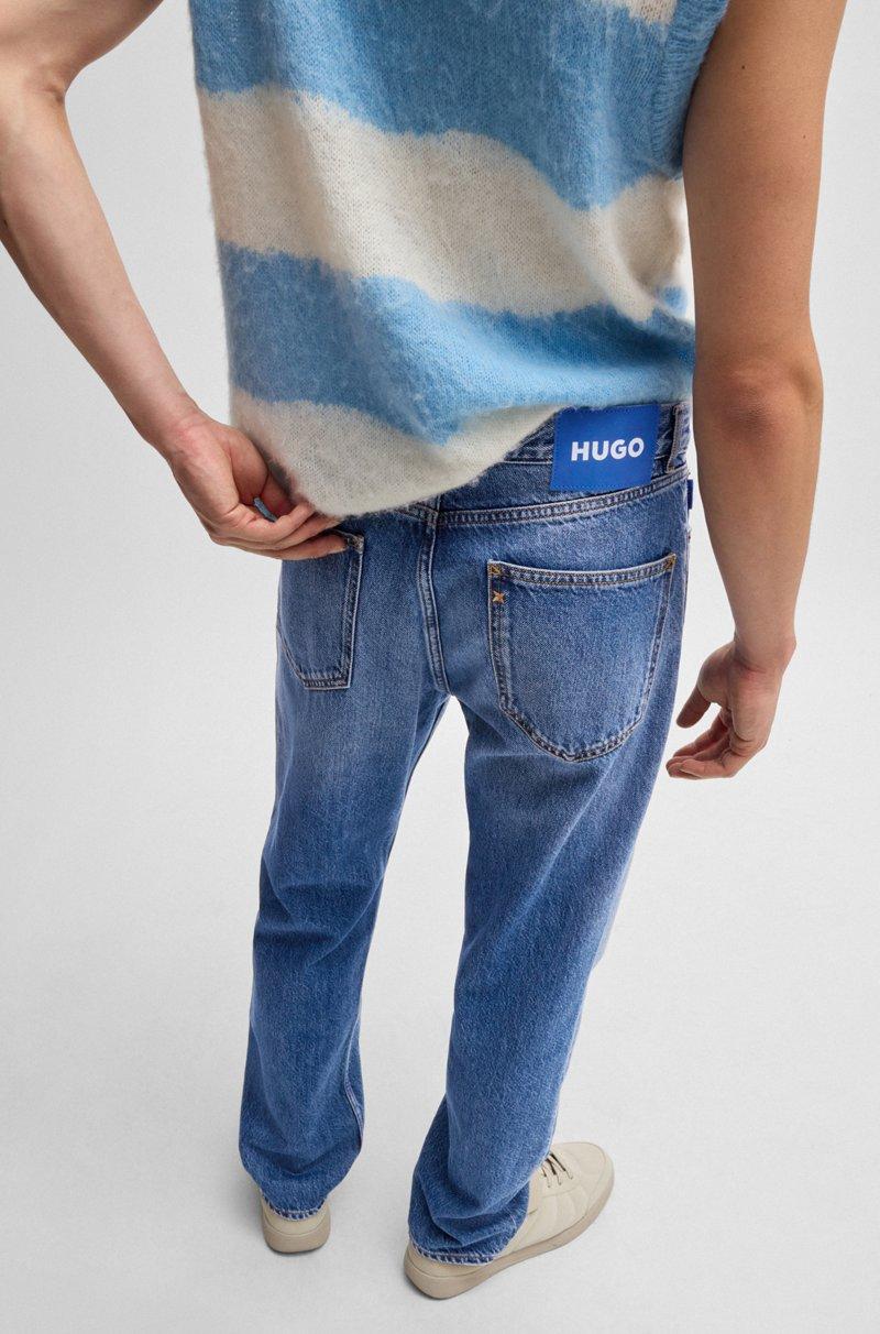 Hugo Boss Jeans Regular Fit De Denim Azul Oscuro Lavado A La Piedra