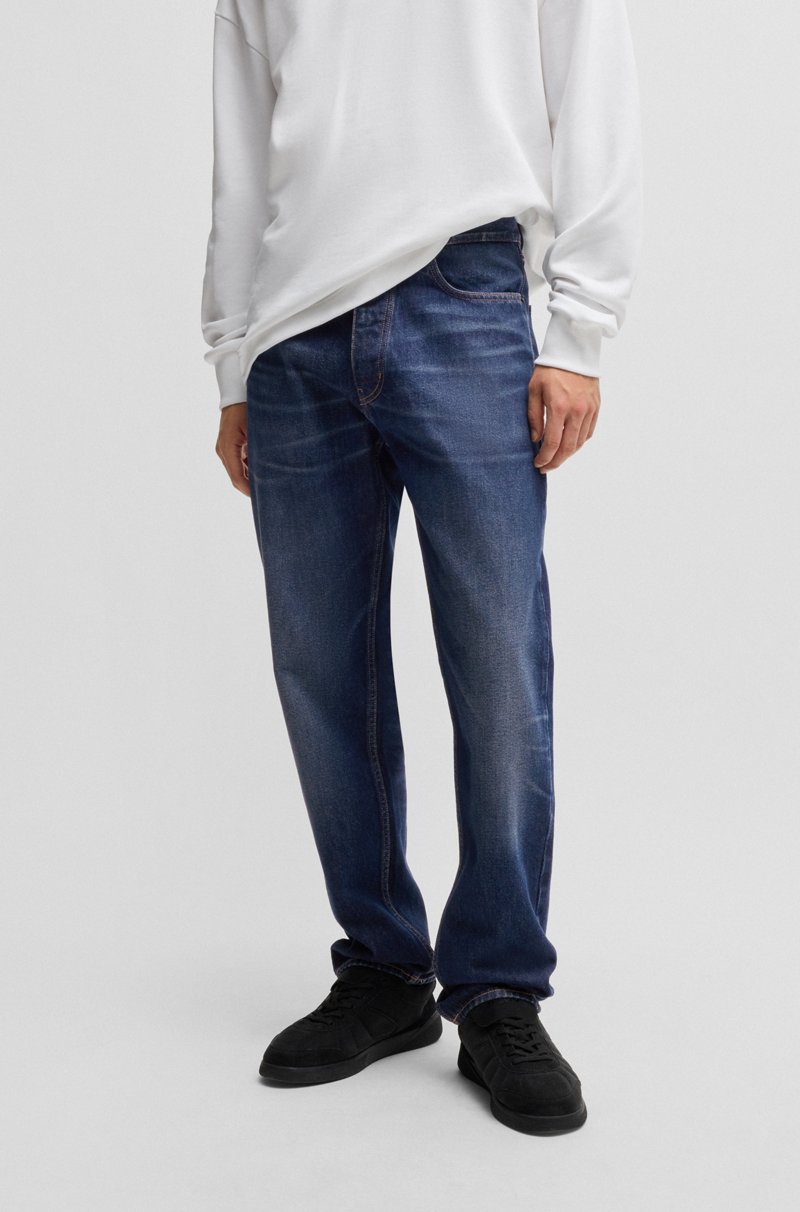Hugo Boss Jeans regular fit de denim azul oscuro lavado a la piedra