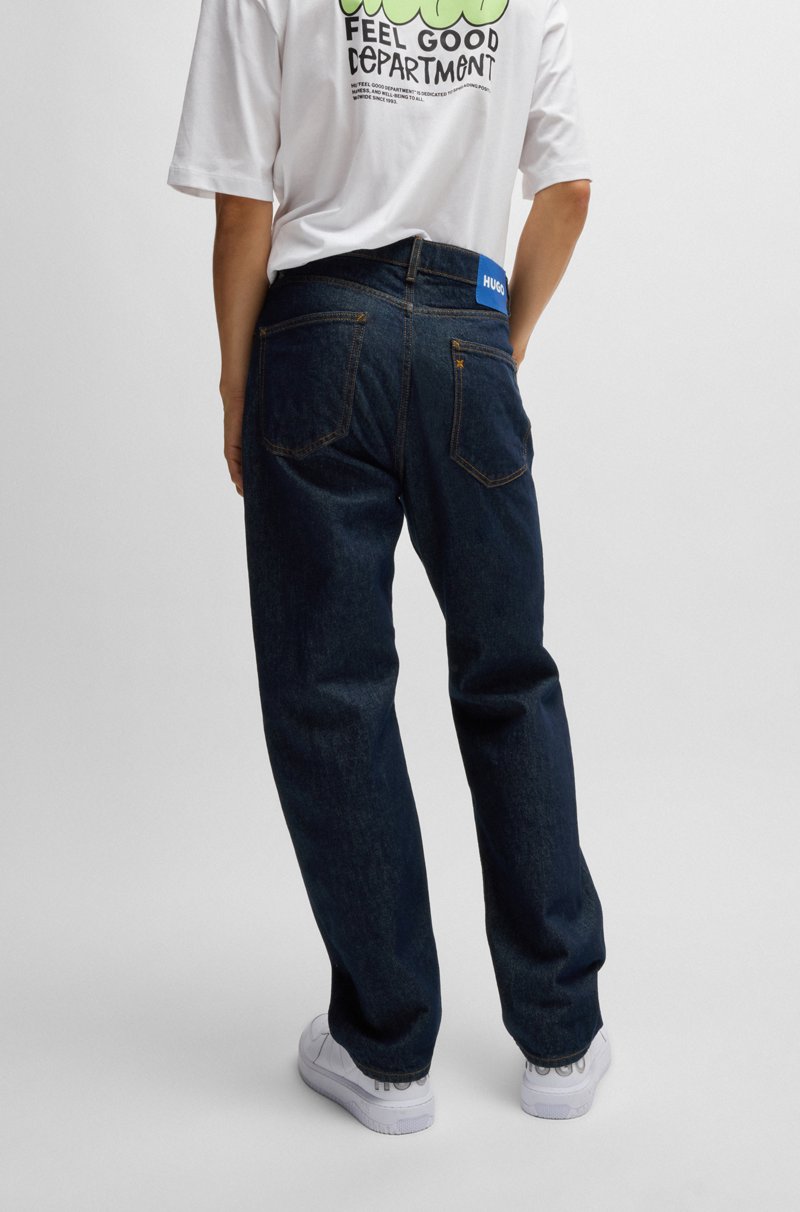 Hugo Boss Jeans Regular Fit En Denim Azul Oscuro Sin Tratar