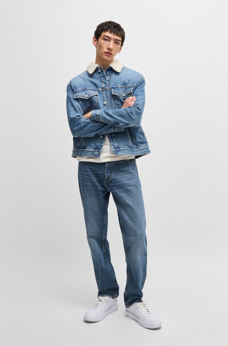 Hugo Boss Jeans Regular Fit En Denim De Algodón Azul Medio Lavado A La Piedra