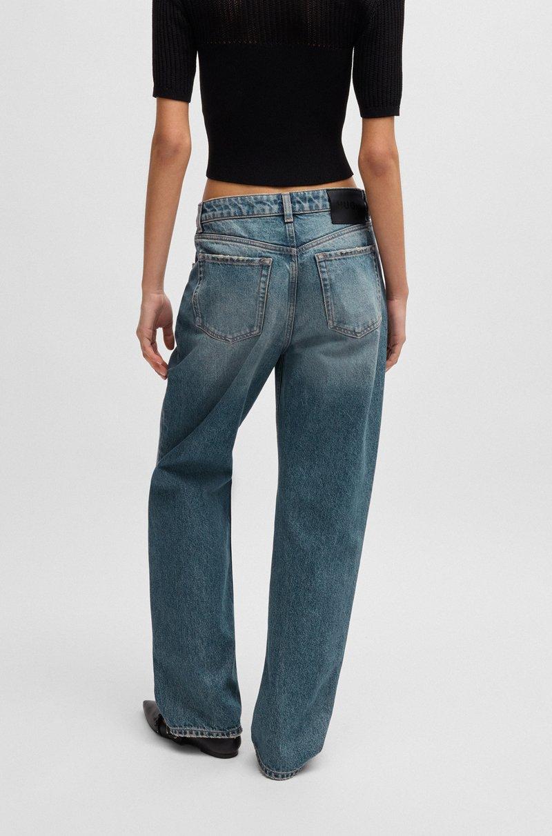 Hugo Boss Jeans Relaxed Fit De Denim Azul Con Efecto Teñido