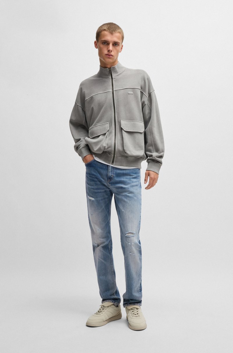 Hugo Boss Jeans Slim Fit De Denim Elástico Azul Con Efecto Desgastado