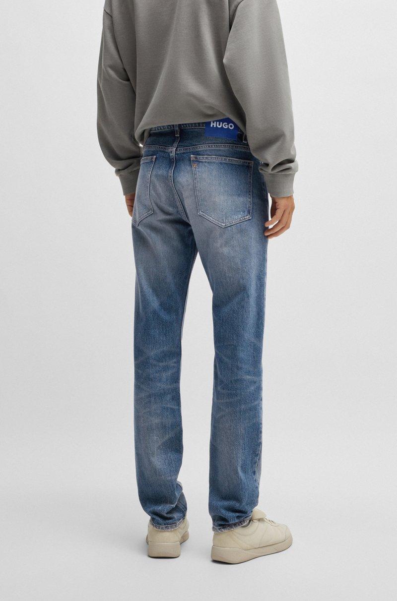 Hugo Boss Jeans Slim Fit De Denim Elástico Azul Con Efecto Desgastado