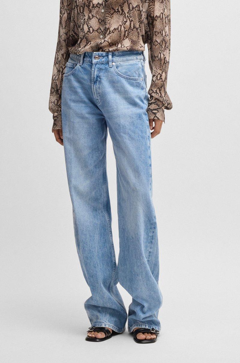 Hugo Boss Jeans straight fit de denim rígido azul luminoso