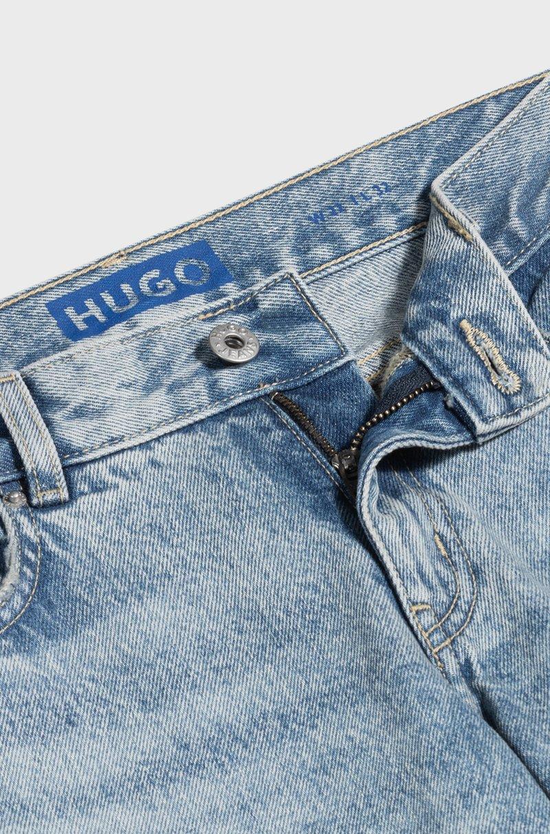 Hugo Boss Jeans Straight Fit En Denim Azul Con Detalles Desgastados