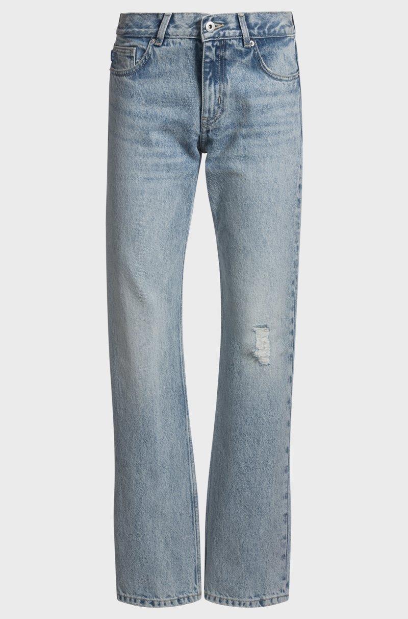 Hugo Boss Jeans straight fit en denim azul con detalles desgastados