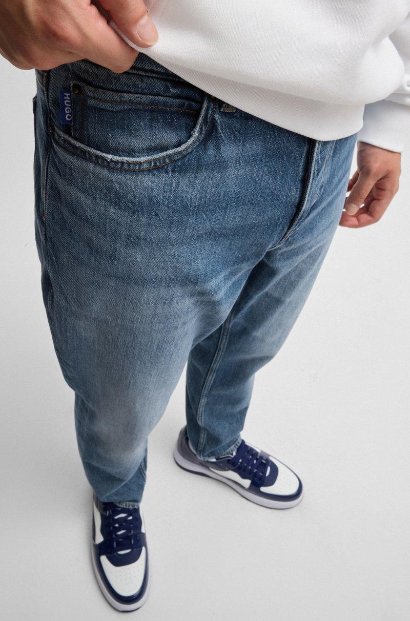 Hugo Boss Jeans Tapered Fit De Denim Azul Lavado A La Piedra