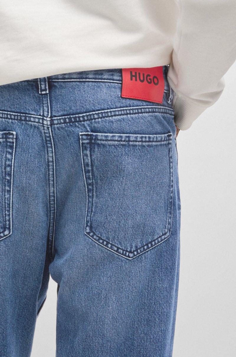 Hugo Boss Jeans Tapered Fit En Denim Azul Con Lavado Vintage