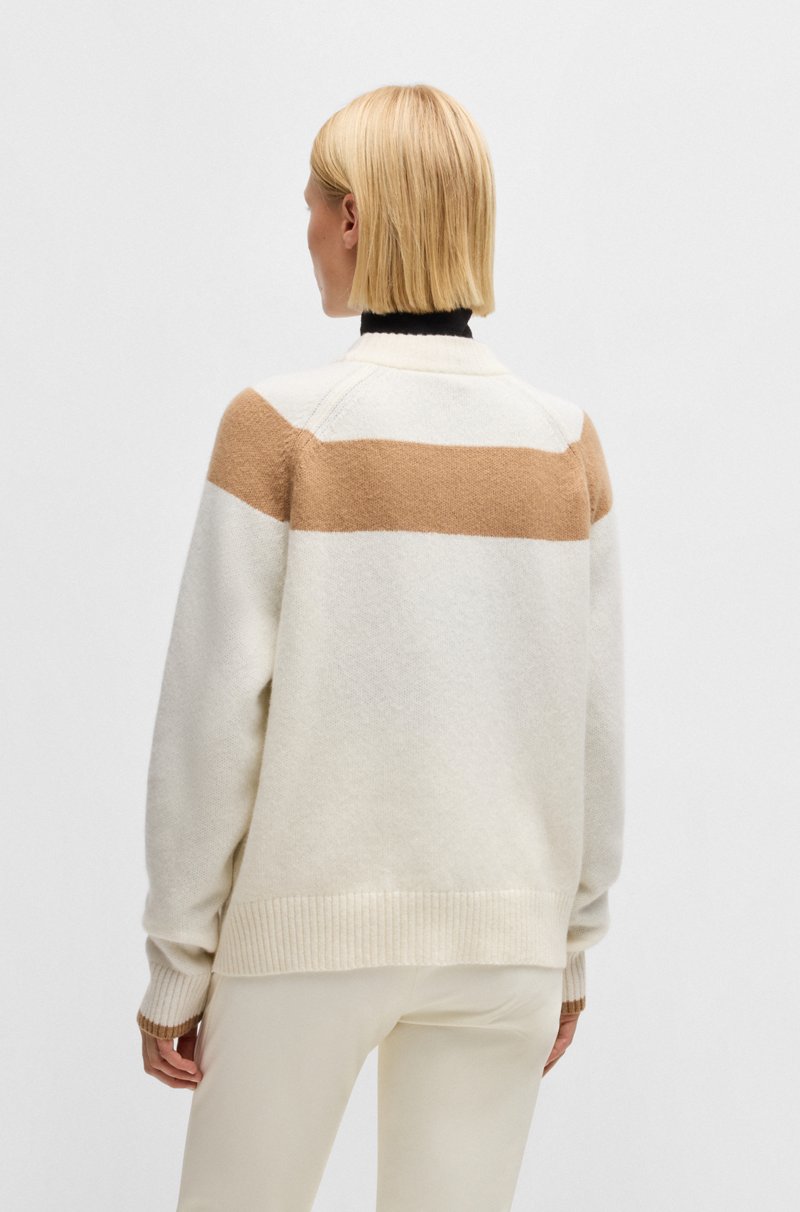 Hugo Boss Jersey BOSS Esquí De Lana Virgen Con Rayas Cámel