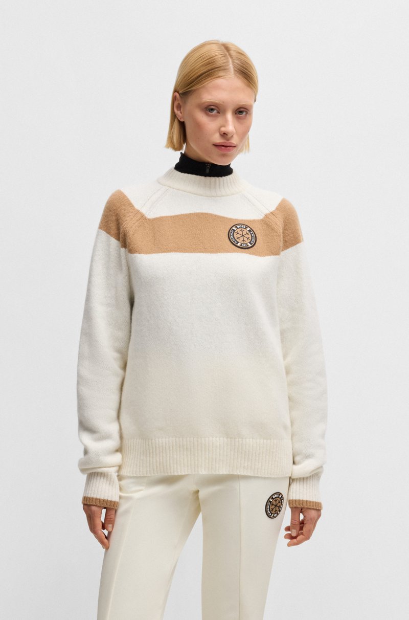 Hugo Boss Jersey BOSS Esquí de lana virgen con rayas cámel