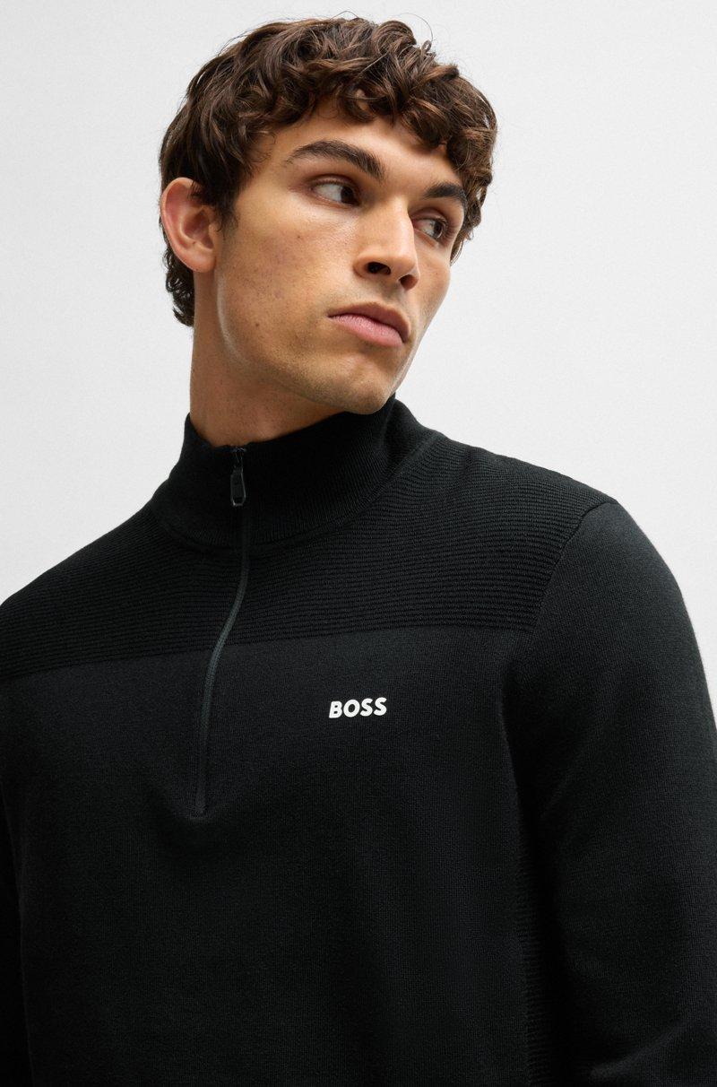 Hugo Boss Jersey Con Cremallera De La Marca En Tejido Dry-Flex