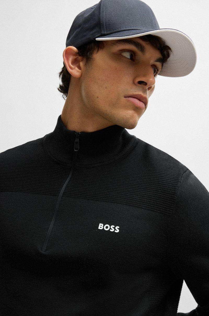 Hugo Boss Jersey Con Cremallera De La Marca En Tejido Dry-Flex