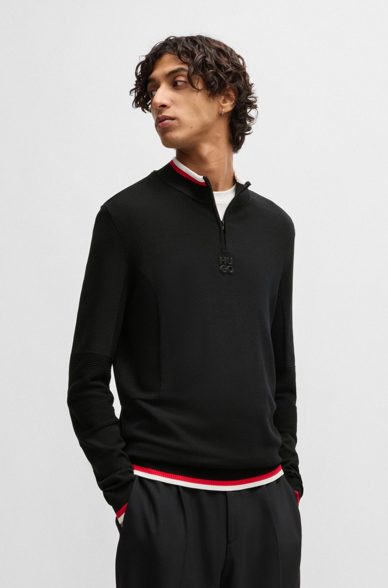 Hugo Boss Jersey con cremallera y ribete en contraste