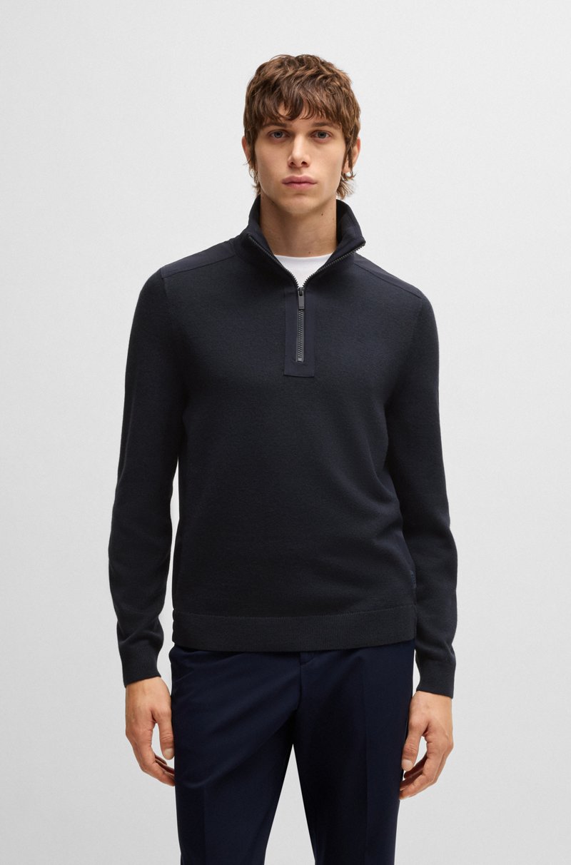 Hugo Boss Jersey con cuello con cremallera y ribetes de membrana