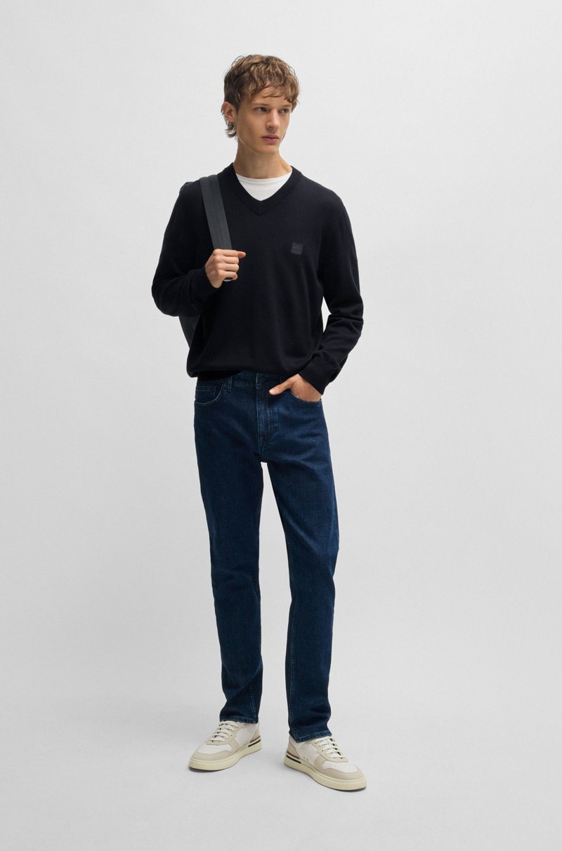 Hugo Boss Jersey Con Cuello En Pico Y Parche De Logo En Algodón Con Cashmere