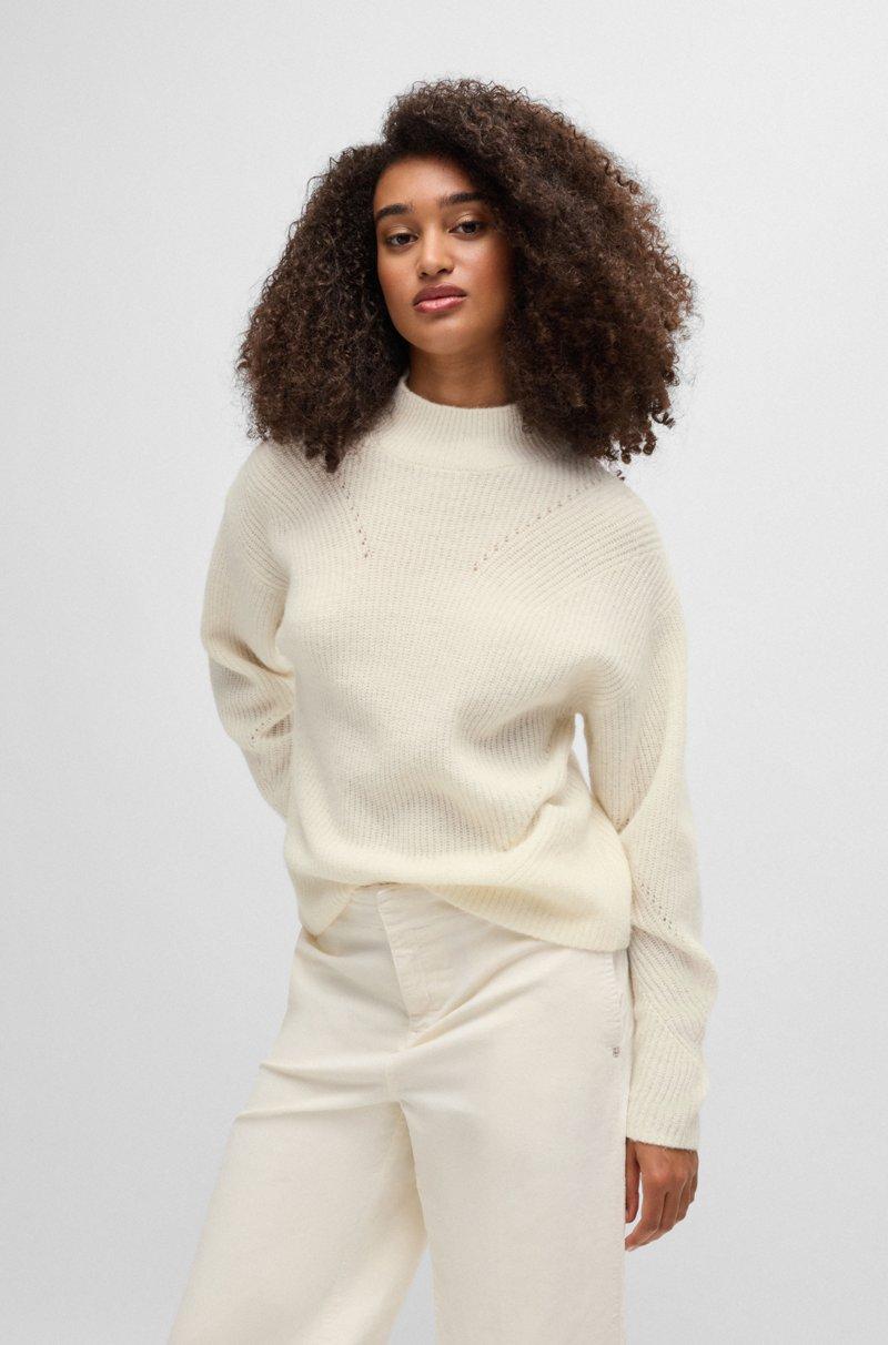 Hugo Boss Jersey con cuello mao alto y estructuras de canalé