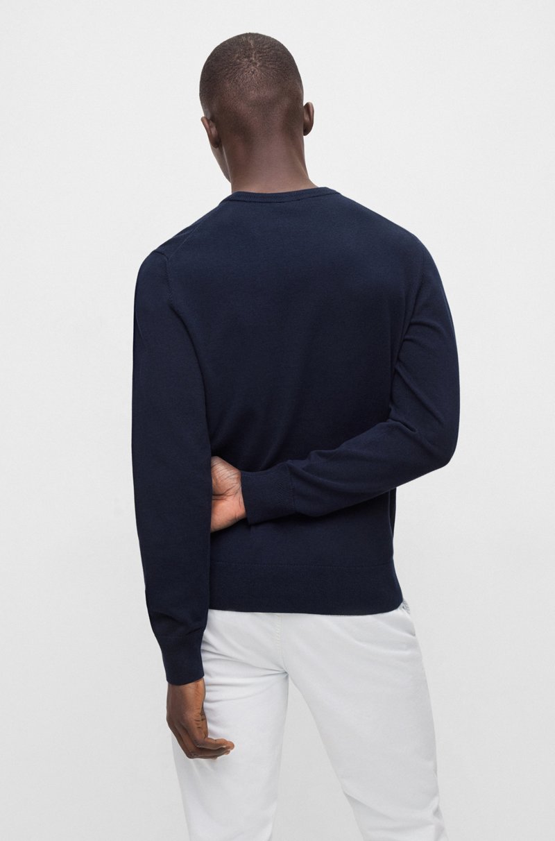 Hugo Boss Jersey Con Cuello Redondo De Algodón Y Cashmere Con Logo