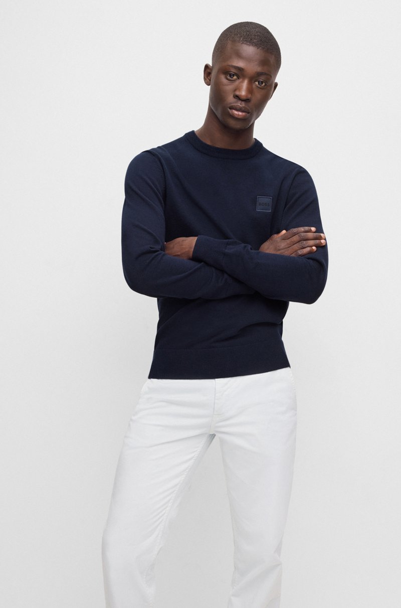 Hugo Boss Jersey con cuello redondo de algodón y cashmere con logo